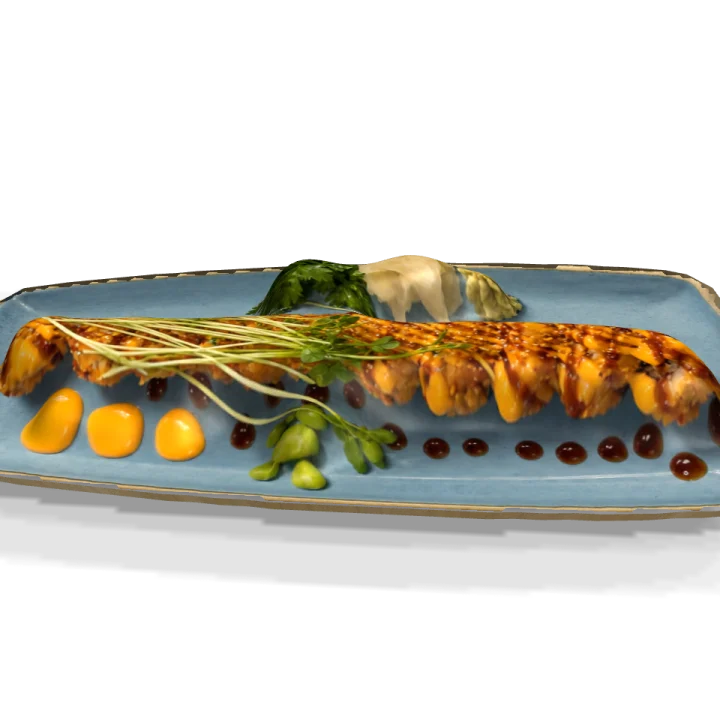 Sushi-Teller als Vorschau auf der virtuellen Studiobühne